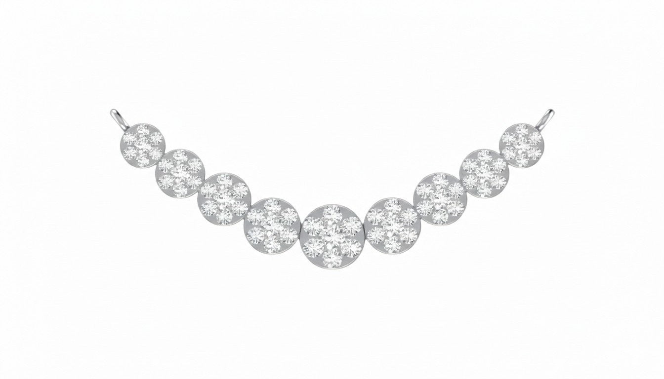 white gold and diamond mangalsutra on a white background