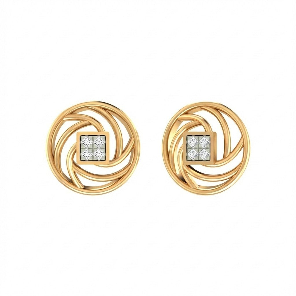 Pair of yellow earring round shaped on a white backgrounds