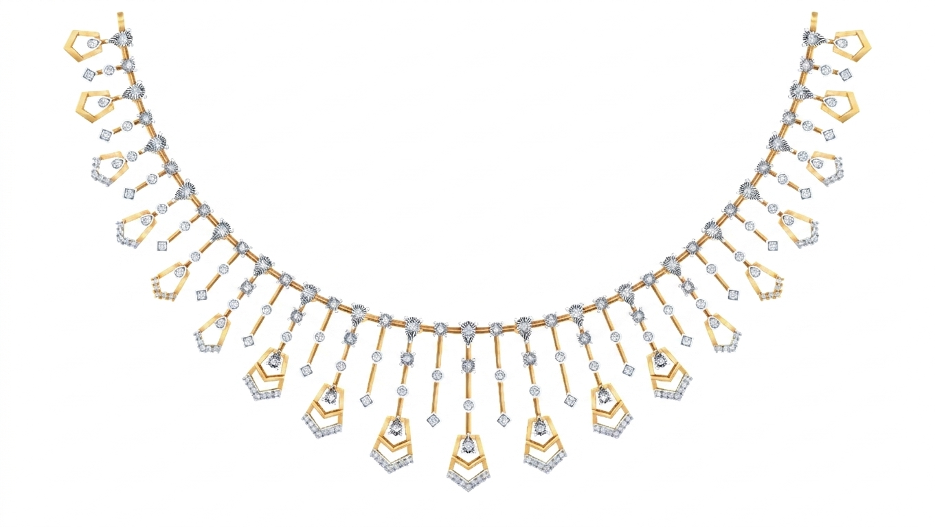 14K Gold & Diamond Choker Necklace Set KRB44123N