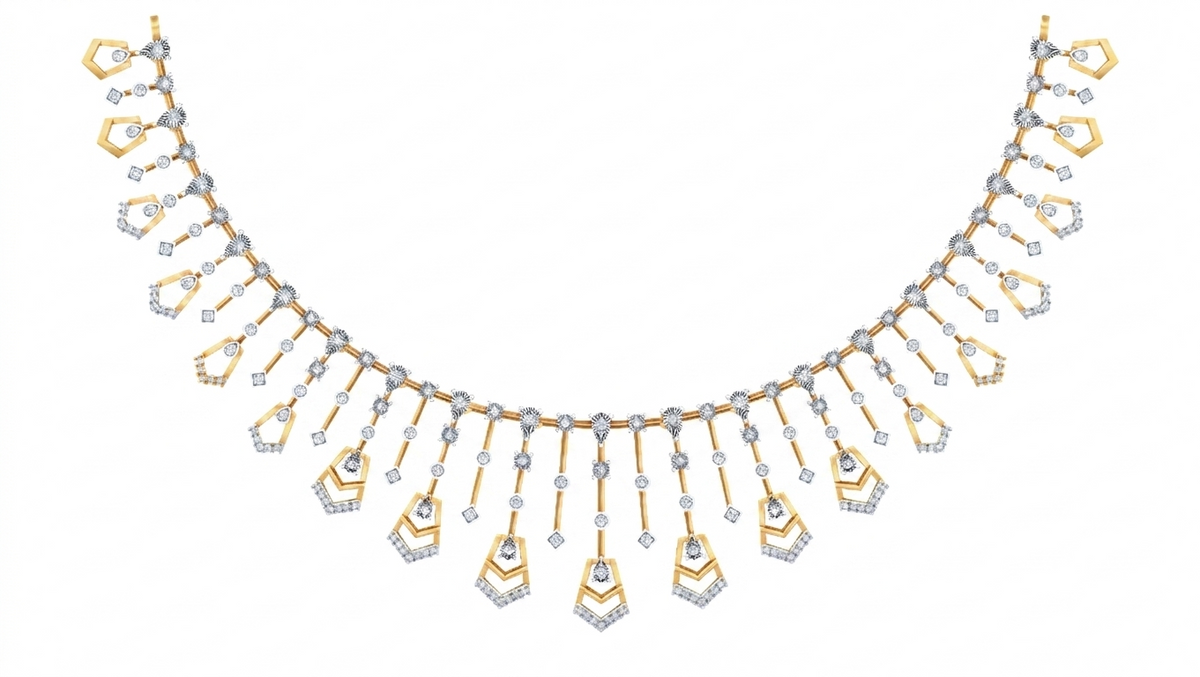 14K Gold & Diamond Choker Necklace Set KRB44123N