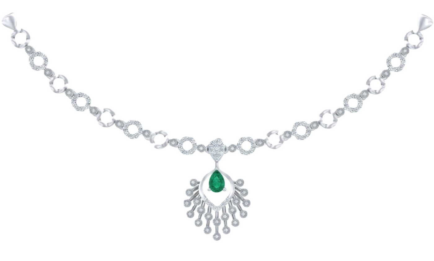 Gold & Diamond Gemstone Necklace Set KRC60064