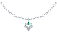14K Gold & Diamond Gemstone Necklace Set KRB44107NR