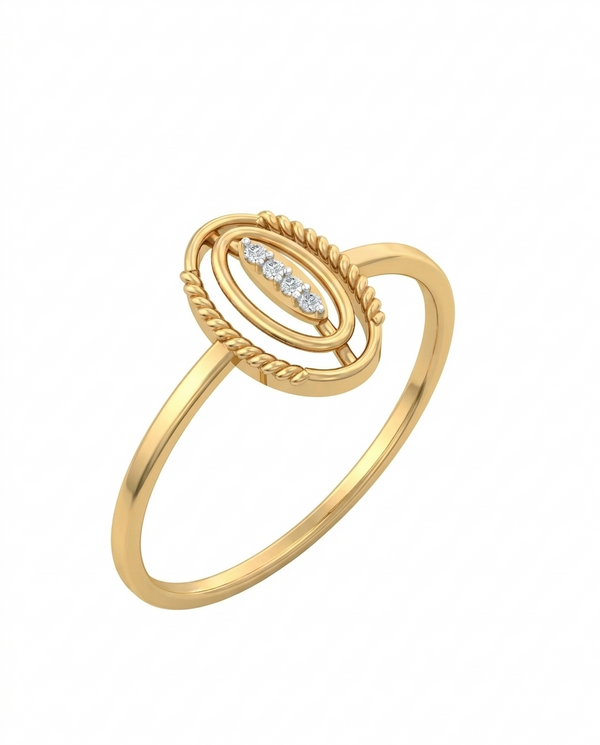 Gold & Diamond Band Ring For Women KRC10361