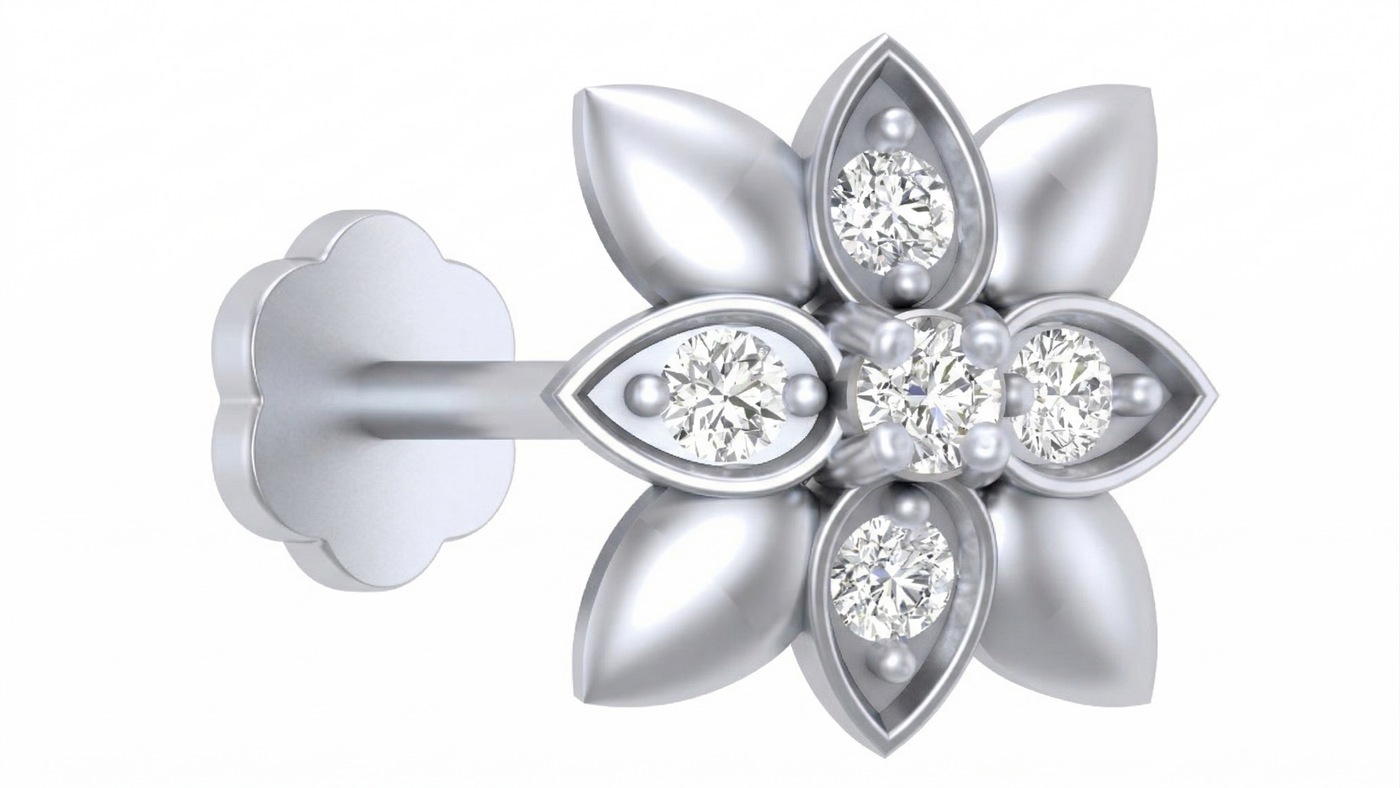Gold & Diamond Stud Nose Pin KRC80277