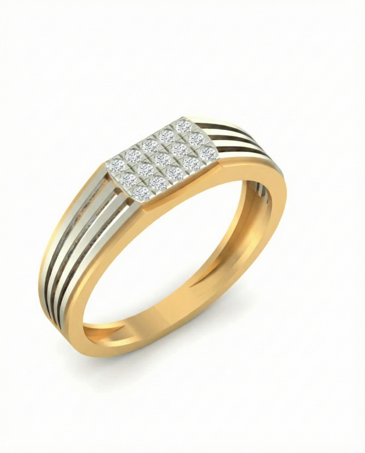 Gold & Diamond Band Ring For Men PRA60278