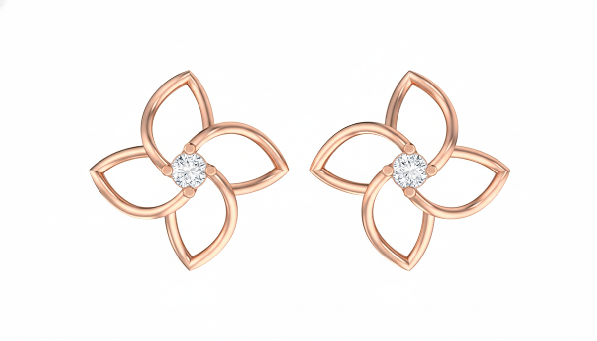 18K Gold & Diamond Women Stud Earring KER-45