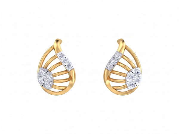Gold & Diamond Teardrop Women Stud Earring KRB30214