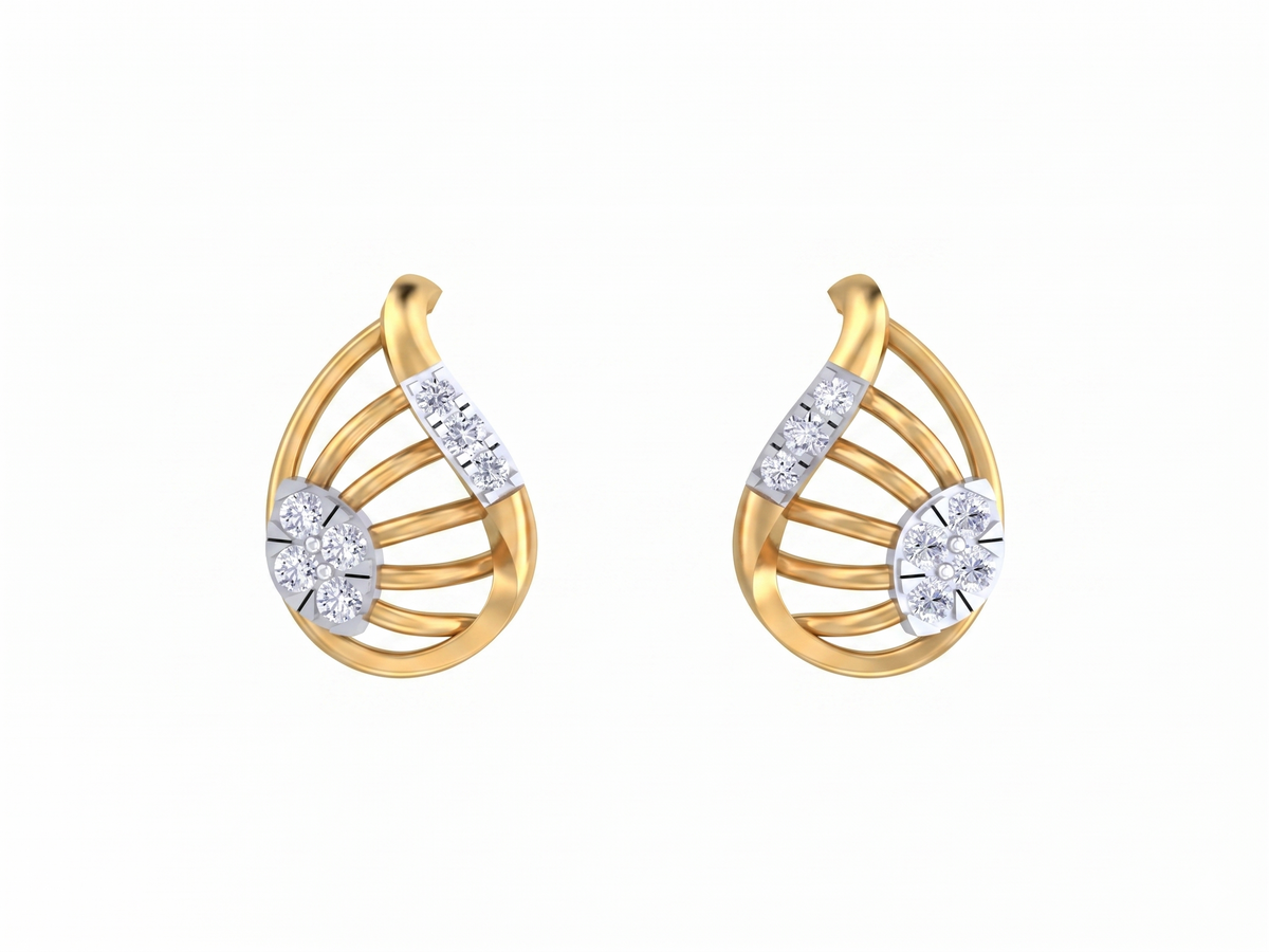 Yellow Gold Diamond Earring | under 40k 