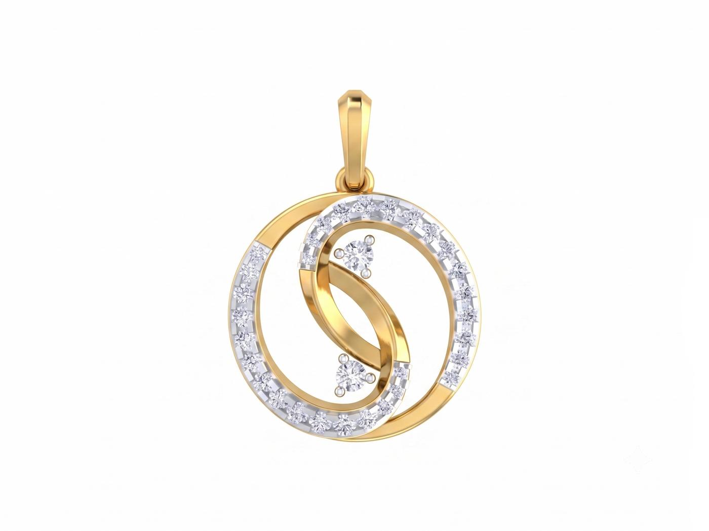 Contemporary Gold & Diamond Pendant Set KRC40712
