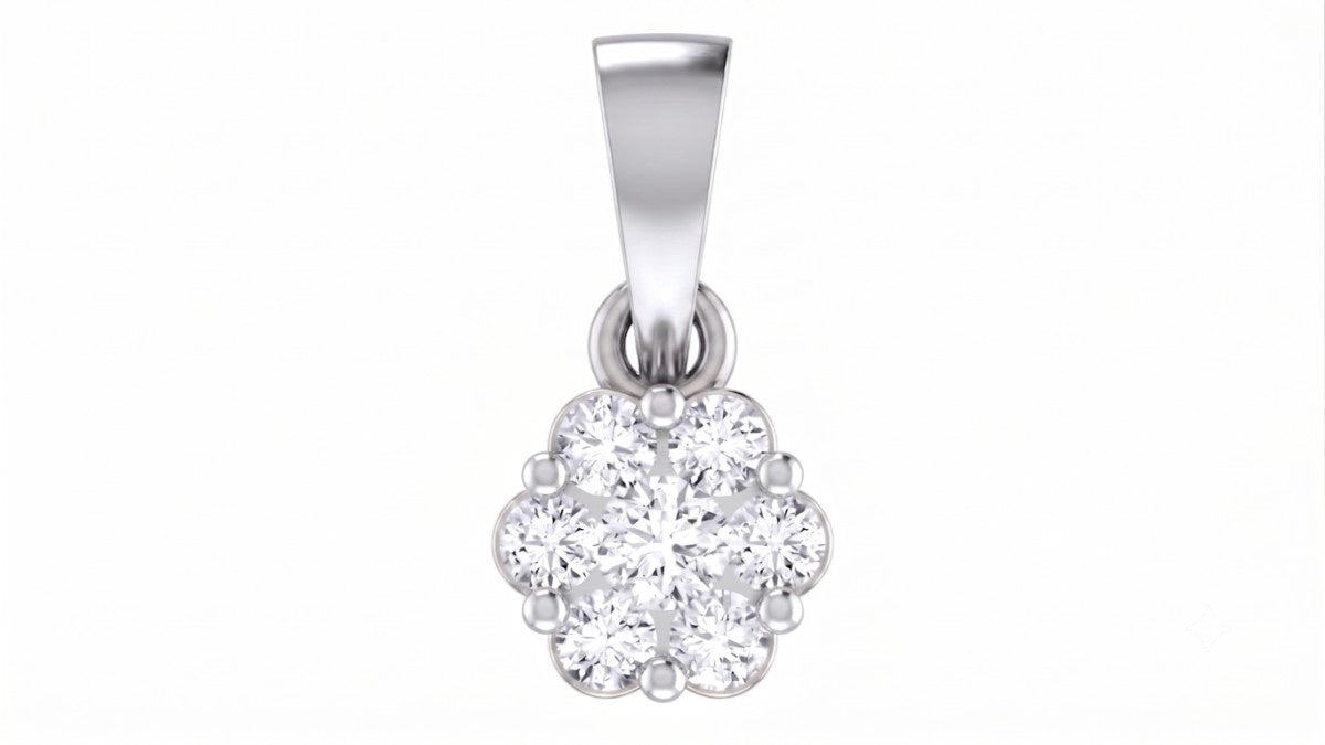 White Gold & Diamond Floral Pendant Set on white background