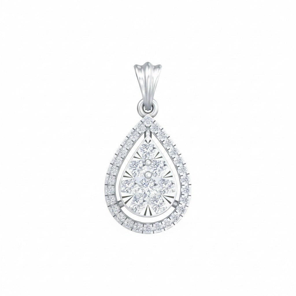 White gold & diamond Partywear Pendant on white background