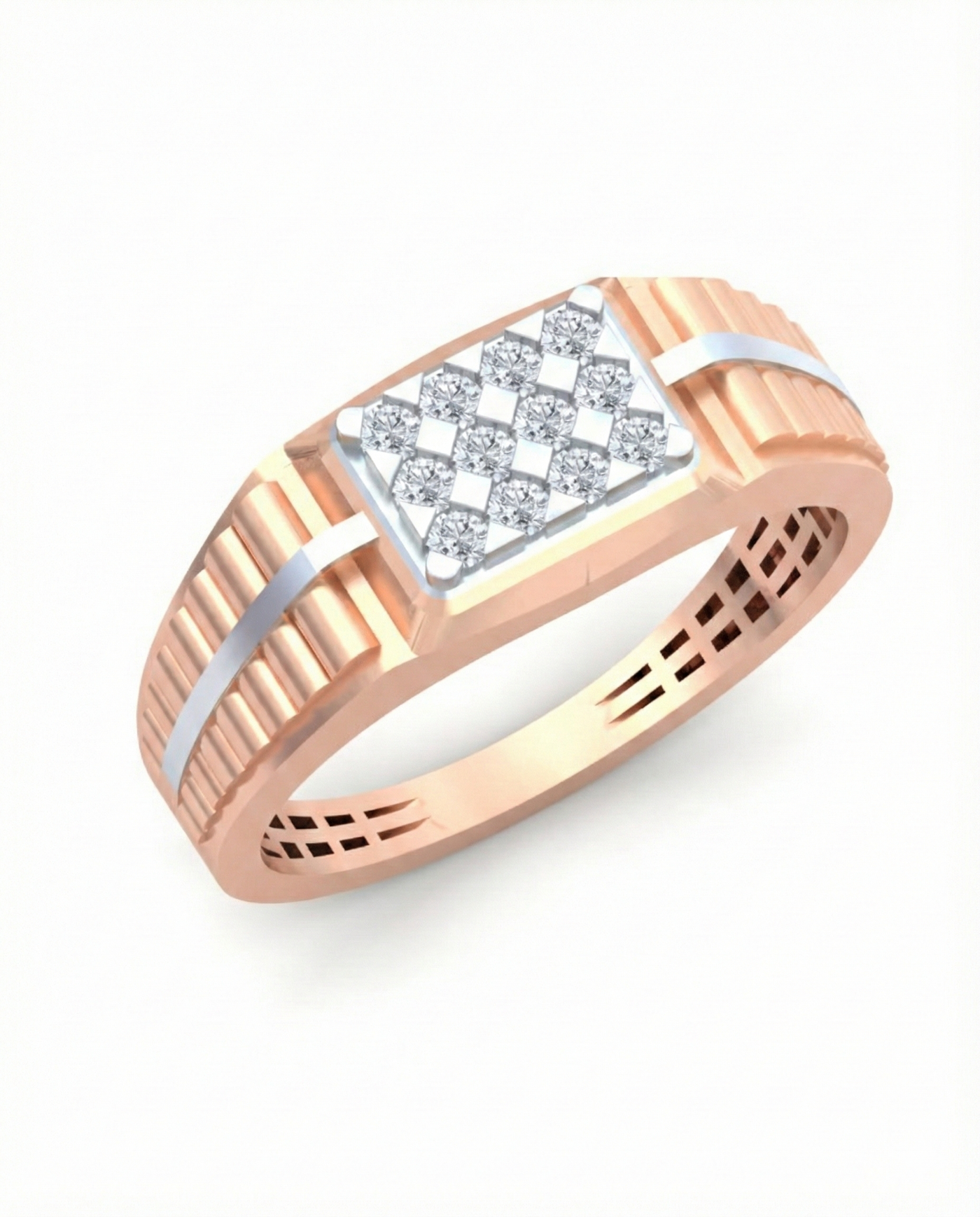 Gold & Diamond Band Ring For Men KRC20208