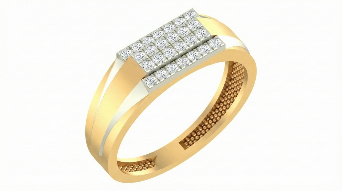 18K Gold & Diamond Band Ring For Men KRA60288