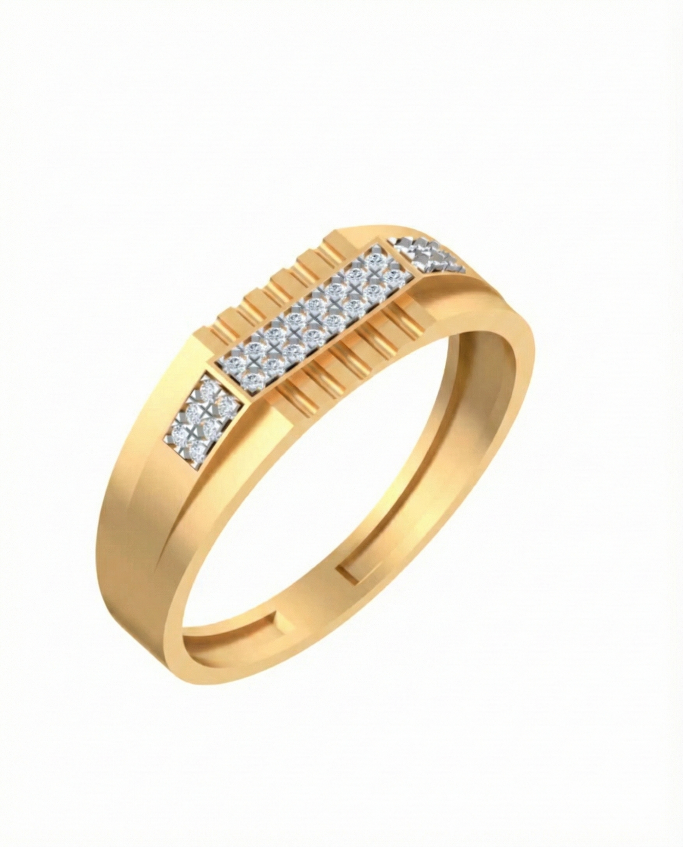 Gold & Diamond Band Ring For Men KRC20083