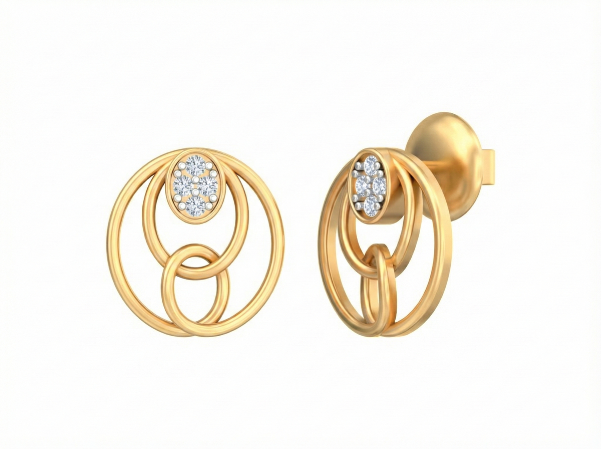 18K Gold & Diamond Women Dailywear Earring KSK019