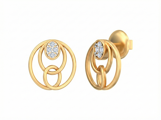 18K Gold & Diamond Women Dailywear Earring KSK019