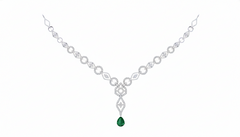 14K Gold & Diamond Gemstone Necklace Set KRI44019N