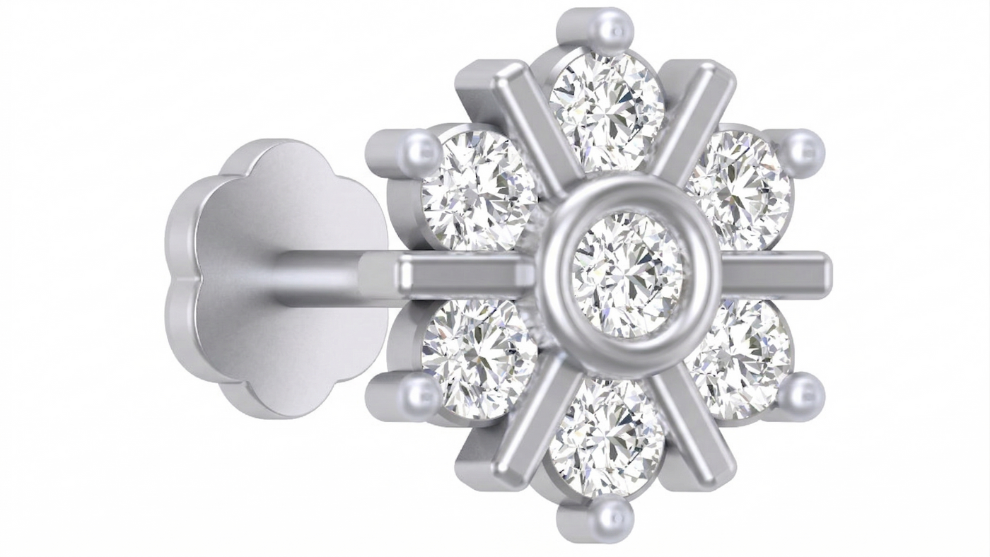 Gold & Diamond Stud Nose Pin KRC80189
