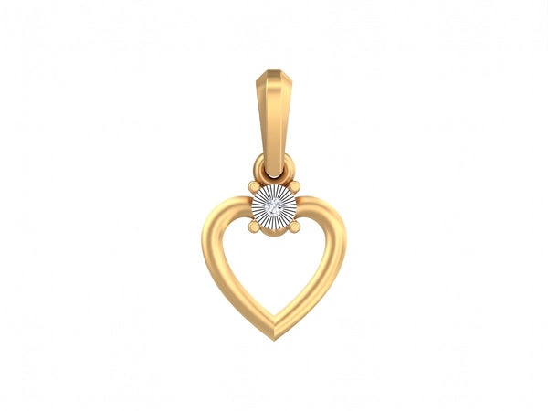 Gold & Diamond Heart Solitaire Pendant Set KRB40201