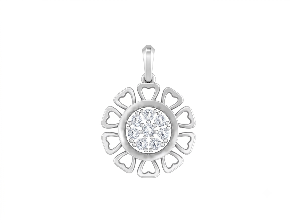 Gold & Diamond Floral Pendant Set KRC40703