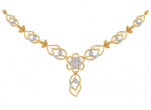 Gold & Diamond Floral Necklace Set for Women KRC60047N