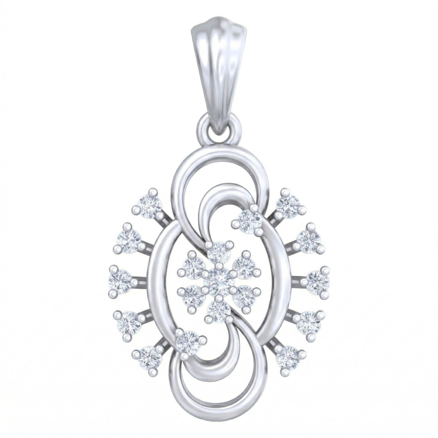 White gold  pendant with diamond accents on a white background