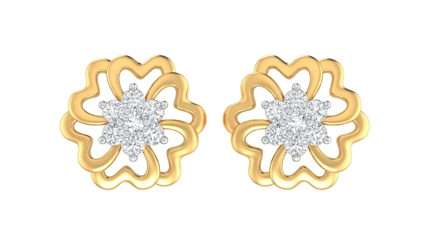 Yellow Gold Diamond Earring | under 40k 