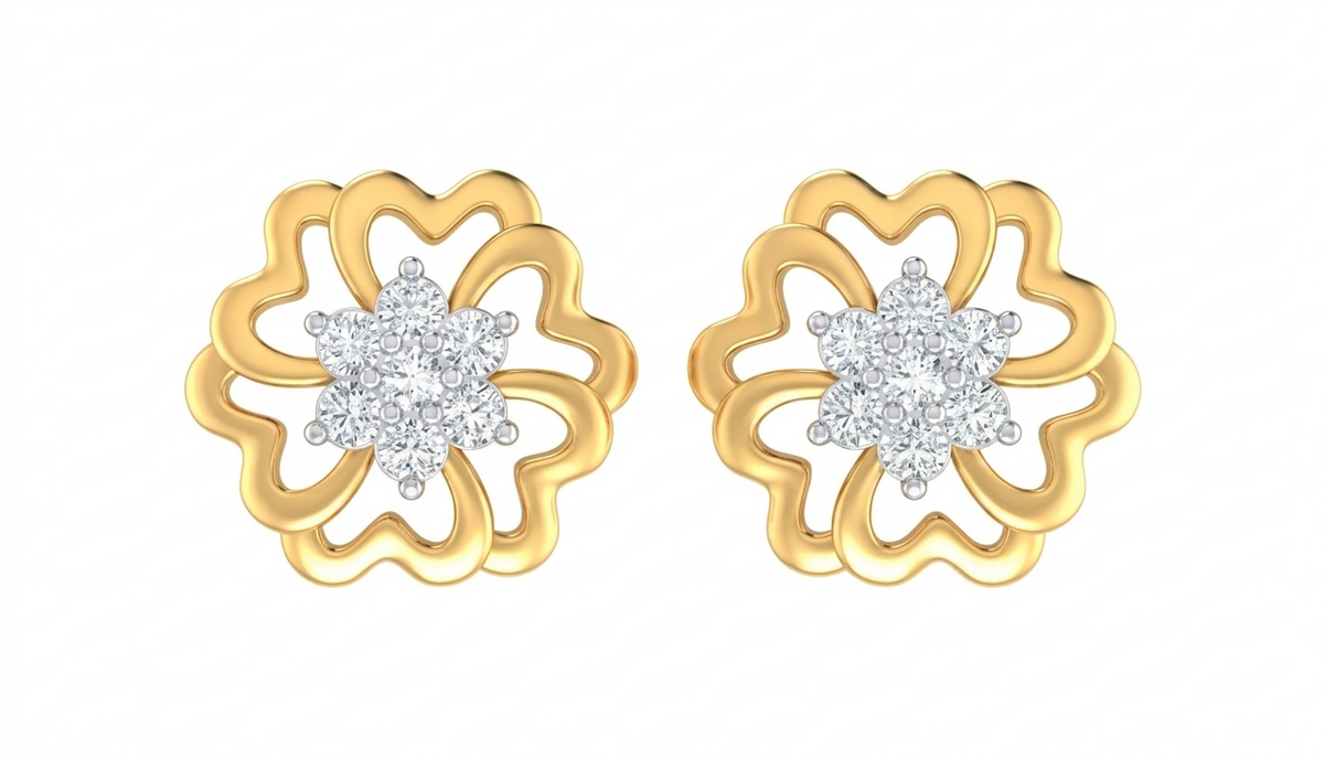 Yellow Gold Diamond Earring | under 40k 