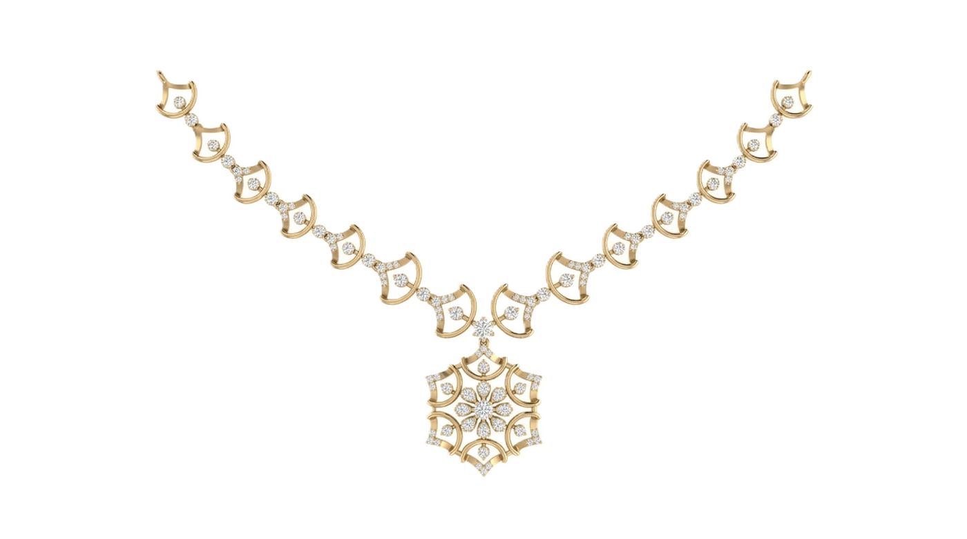 Gold & Diamond Dailywear Necklace Set KRC60056