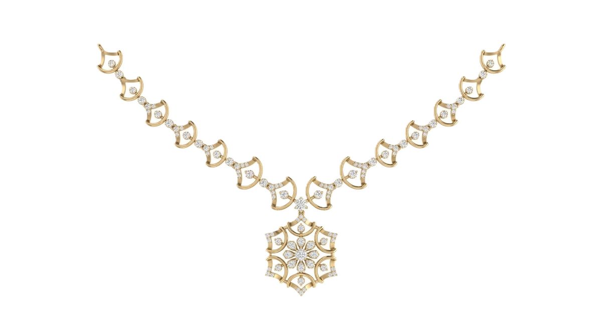 14K गोल्ड और डायमंड डेलीवियर नेकलेस सेट KRB44096N-A