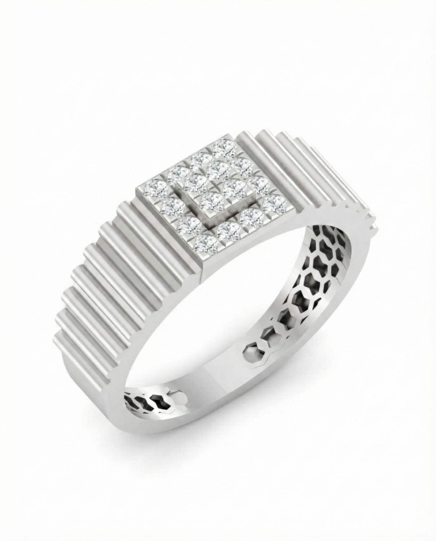 Gold & Diamond Square Ring For Men KRC20185