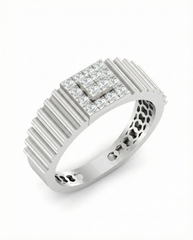 18K Gold & Diamond Square Ring For Men KRA60237