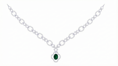 14K Gold & Diamond Gemstone Necklace Set KRI44017NR