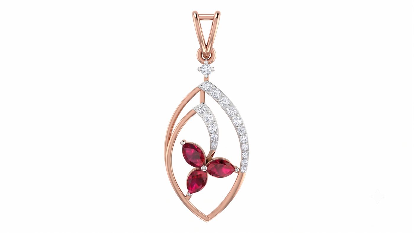 Gold & Diamond Gemstone Pendant Set KRC40710