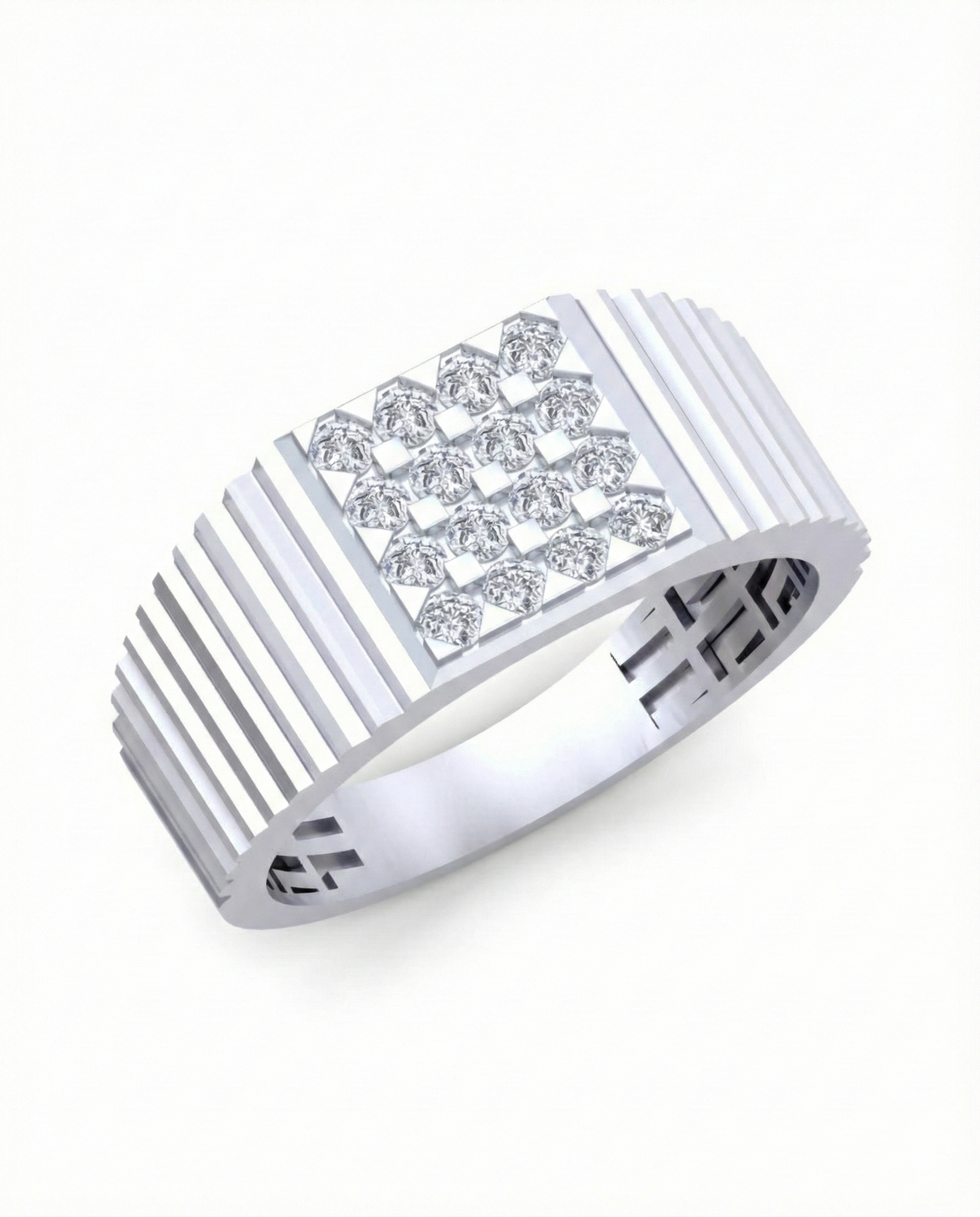 Gold & Diamond Square Ring For Men KRC20212