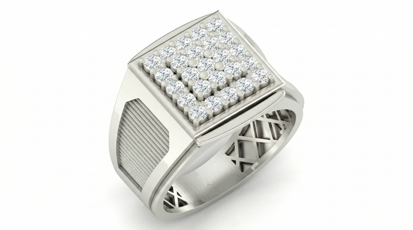 Gold & Diamond Band Ring For Men KRC20122