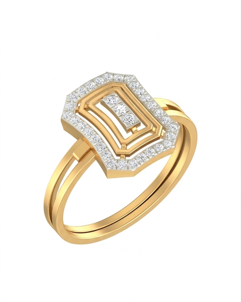 Gold & Diamond Cocktail Ring For Women KRC10293