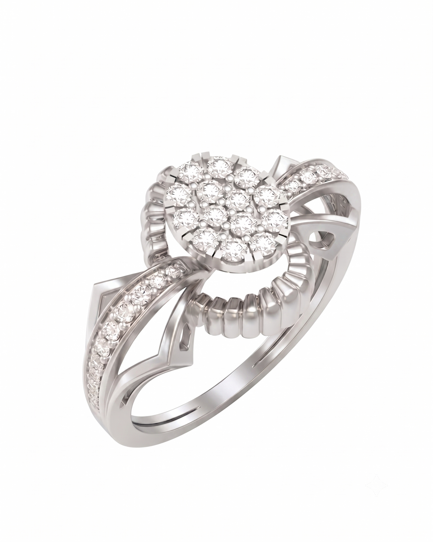 Gold & Diamond Halo Ring For Women KRC10872