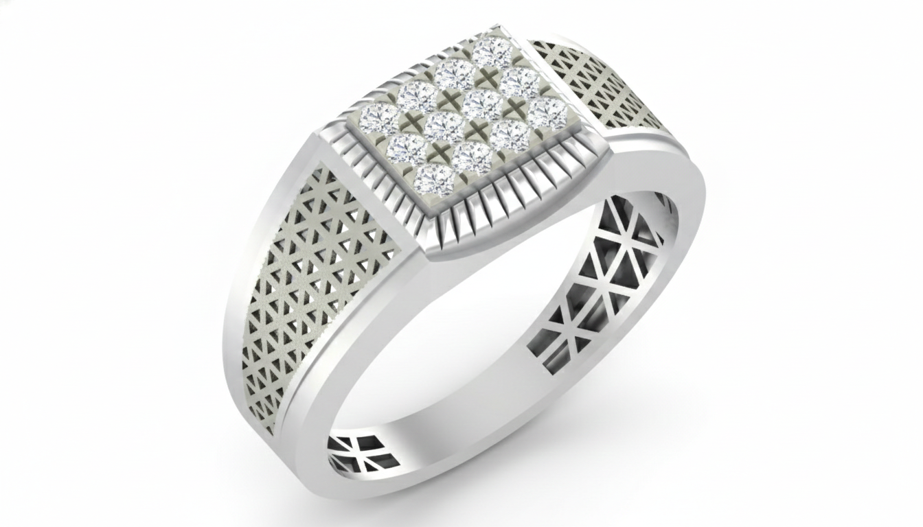 Gold & Diamond Band Ring For Men KRC20139