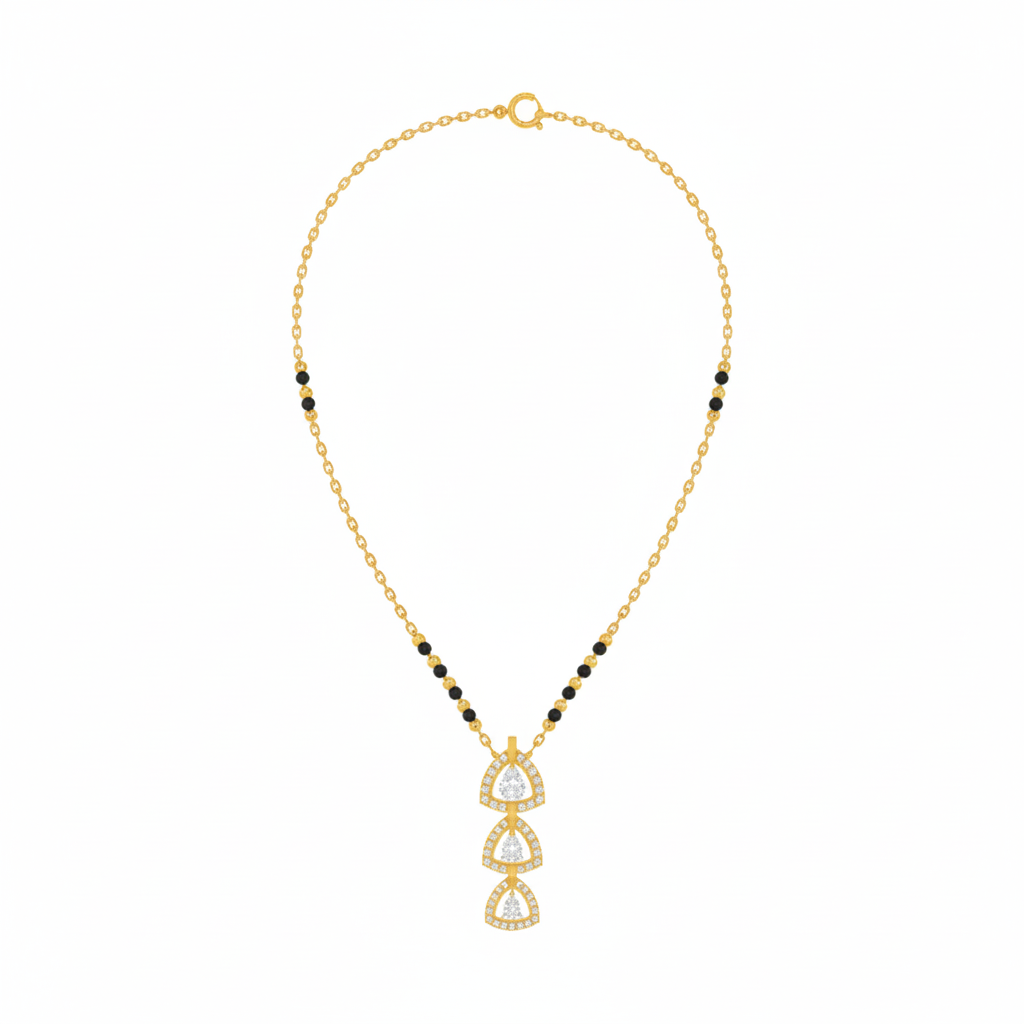 18K Gold & Diamond Beaded Mangalsutra For Women KRE90090