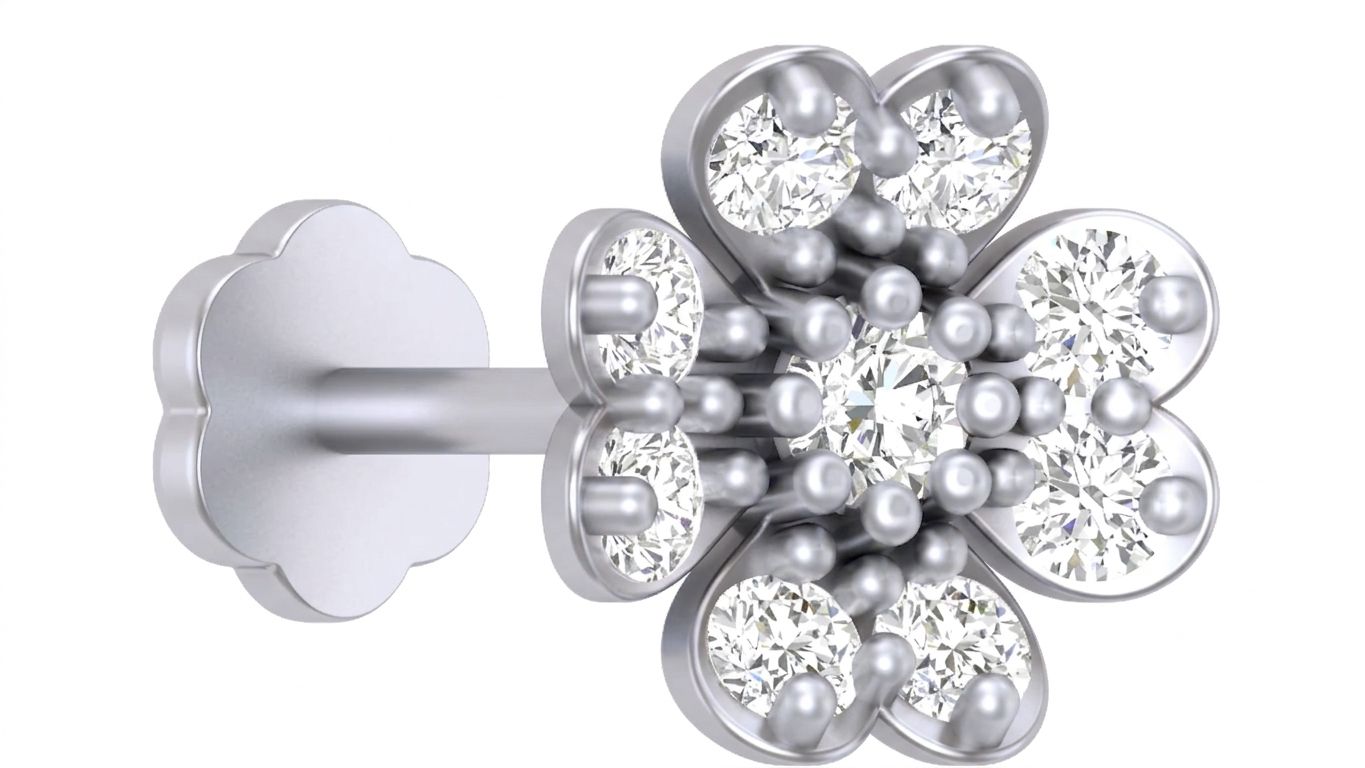 Gold & Diamond Stud Nose Pin KRC80301