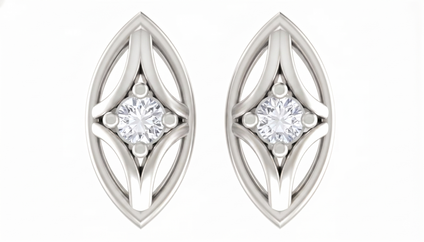 Gold & Diamond Solitaire Stud Women Earring KRC40560E