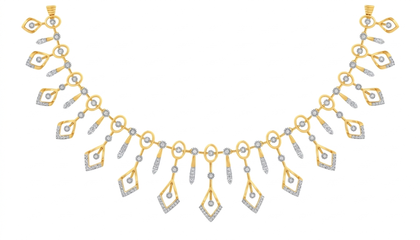 Gold & Diamond Choker Necklace Set KRC60158