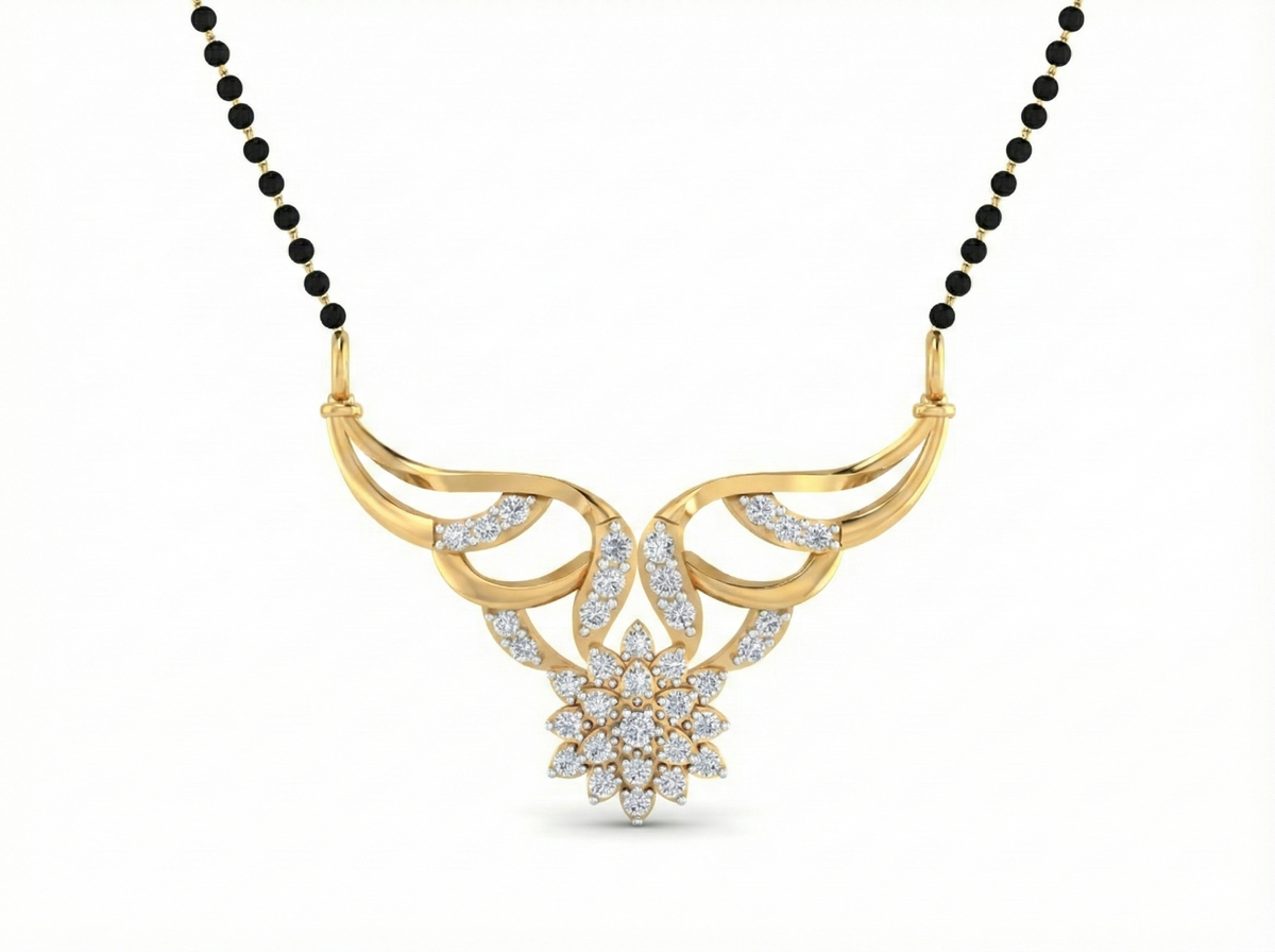 18K Gold & Diamond Heart Mangalsutra For Women KSK185