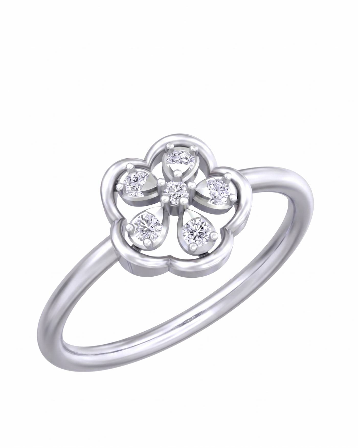 Gold & Diamond Floral Ring For Women KRC10734