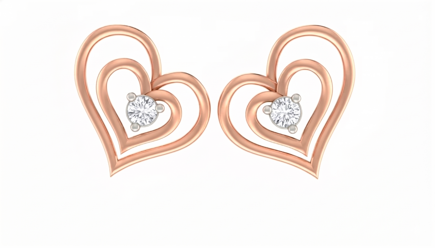 Gold & Diamond Solitaire Women Earring KRC40557E