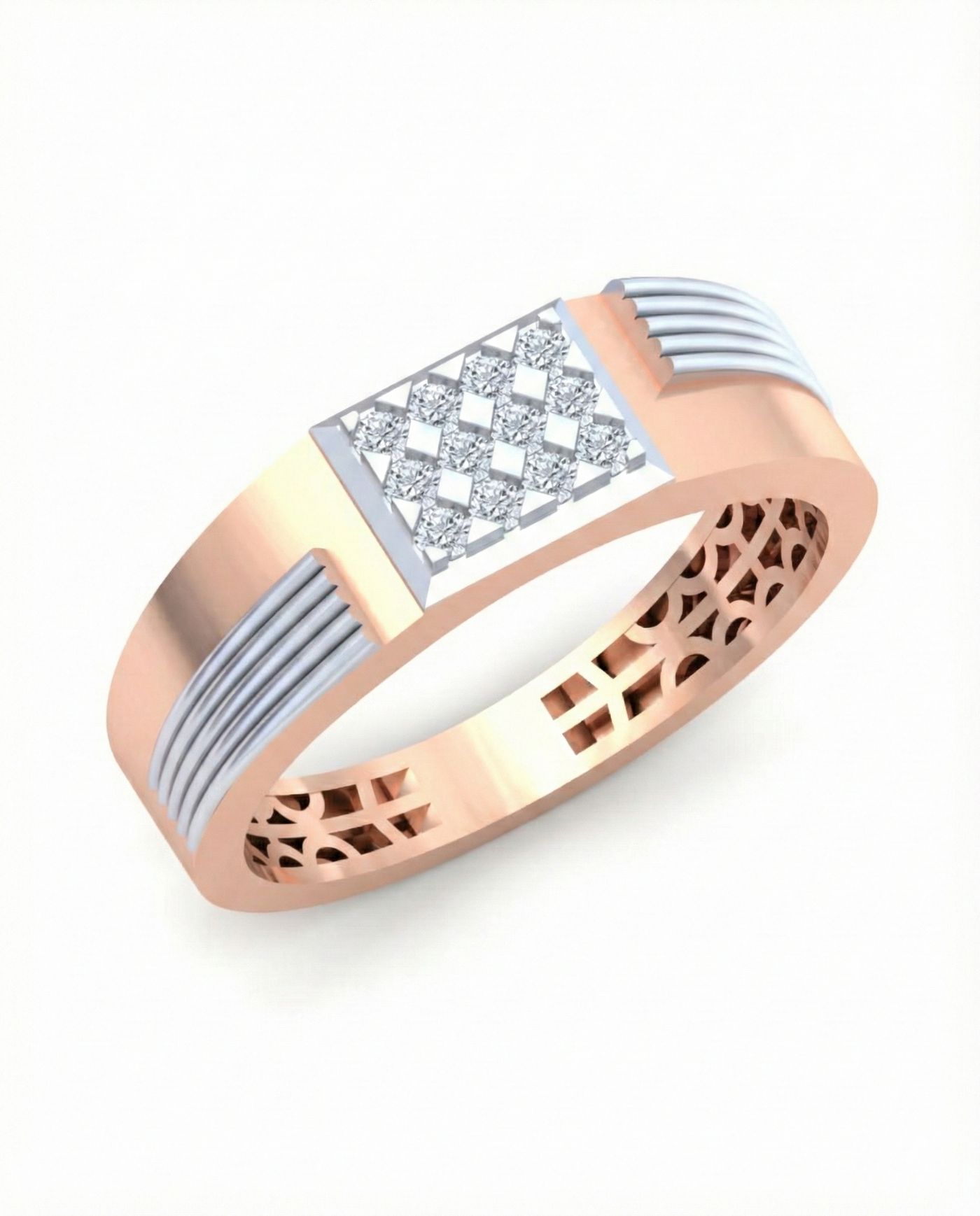 Gold & Diamond Band Ring For Men KRC20207