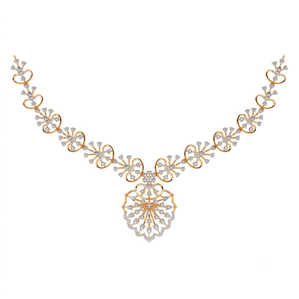 14K गोल्ड और डायमंड डेलीवियर नेकलेस सेट KRH44053N
