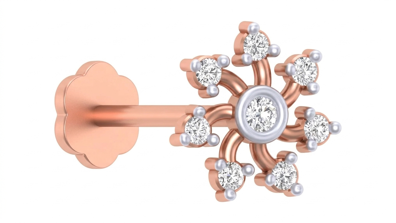 Gold & Diamond Stud Nose Pin KRC80101