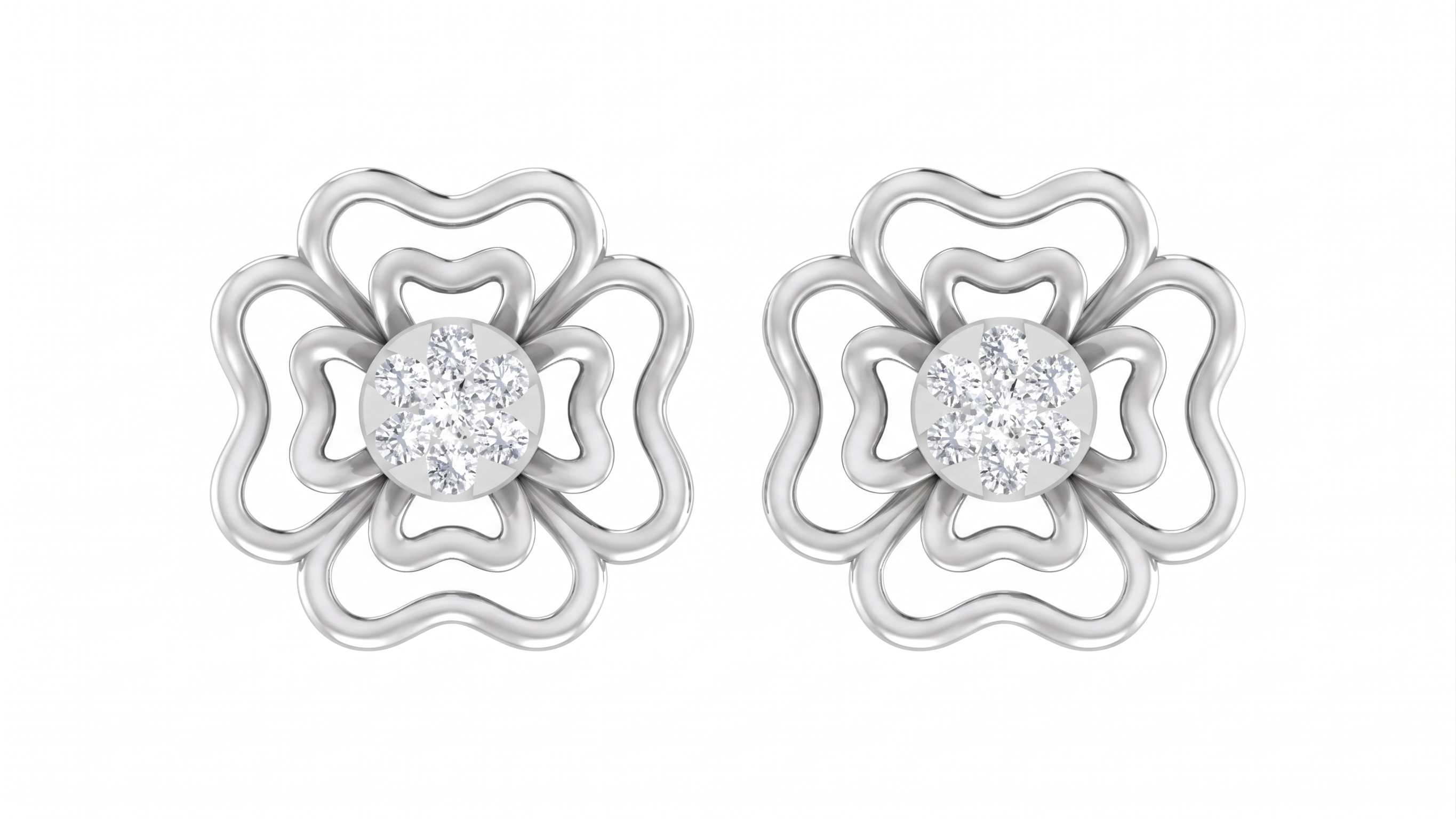 Floral White Gold Diamond Earring | under 30k 